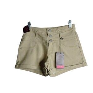 No Boundaries Super Soft Triple Stack Khaki Premium Mid-Rise Shorts Juniors Sz 3